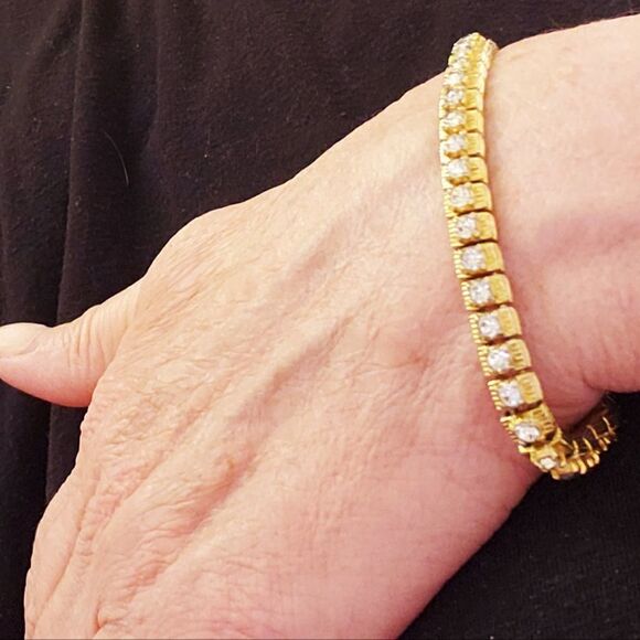 VTG Gold Vermeil CZ Tennis Bracelet - Picture 1 of 3